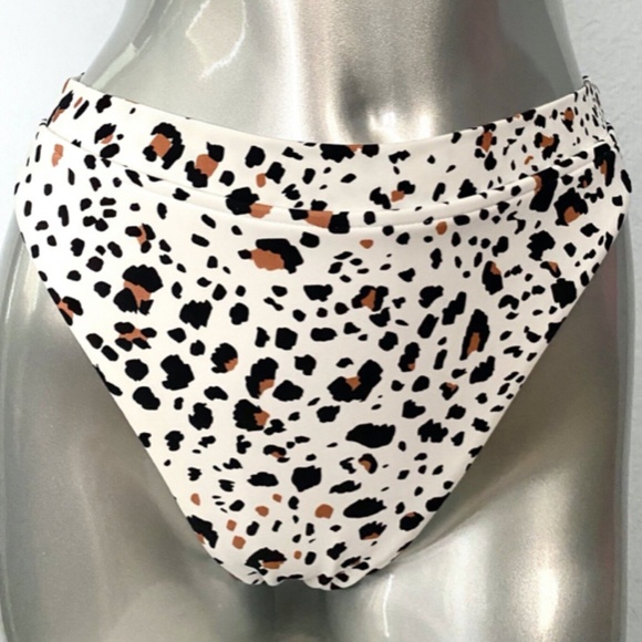 Victorias Secret New White Cheetah High Leg High Waist Sexy Bikini Bottom - Picture 3 of 5